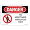 Signmission OSHA Danger Sign, 7" Height, 10" Width, Rigid Plastic, No Admittance Employees Only, Landscape OS-DS-P-710-L-1463 - alternate 1